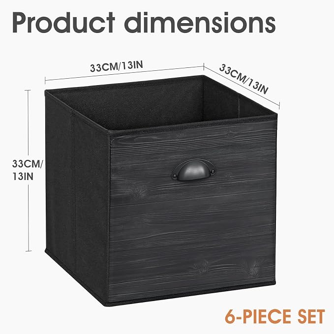 homyfort Faux Wood Grain Storage Cube Bins, 13x13 Inch Storage Cubes, Closet - Image 2