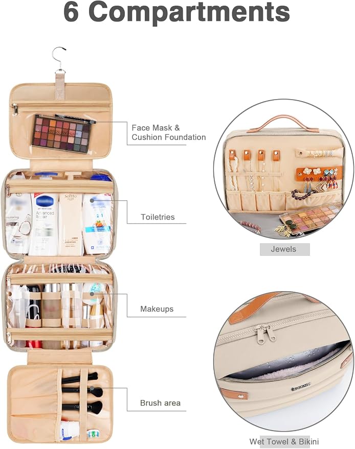 Women's Hanging Toiletry Bag, Waterproof Travel Cosmetic Organizer - Image 3