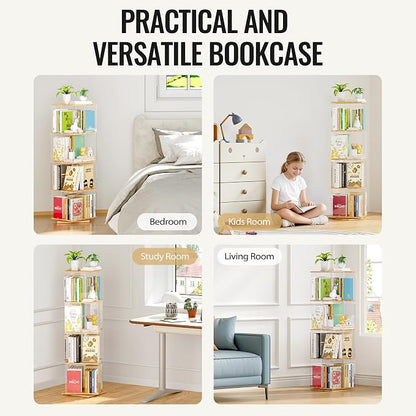 TAKEKIT Rotating Bookshelf, 360 Degree Revolving Bookcase, 4-Tier Spinning - Image 7