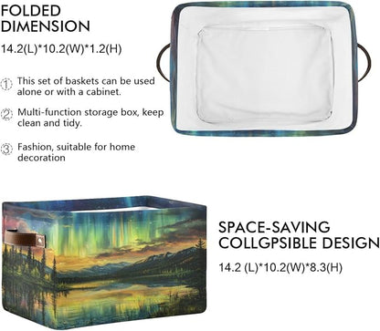 Iridescent Northern Lights Tree Storage Bins Box Foldable Shelf Basket - Image 2