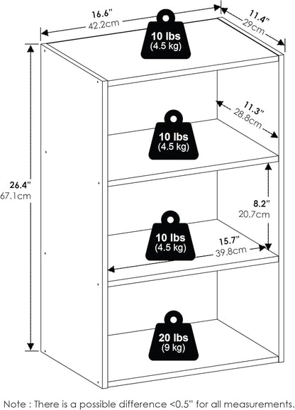 Furinno Basic Book Shelf, 3-Tier Bookshelf, Storage Organizer Bookcase - Image 3