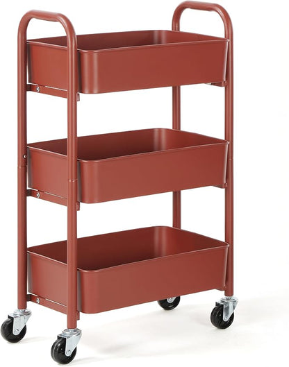 SunnyPoint 3-Tier Delicate Compact Rolling Metal Storage Organizer - Image 4