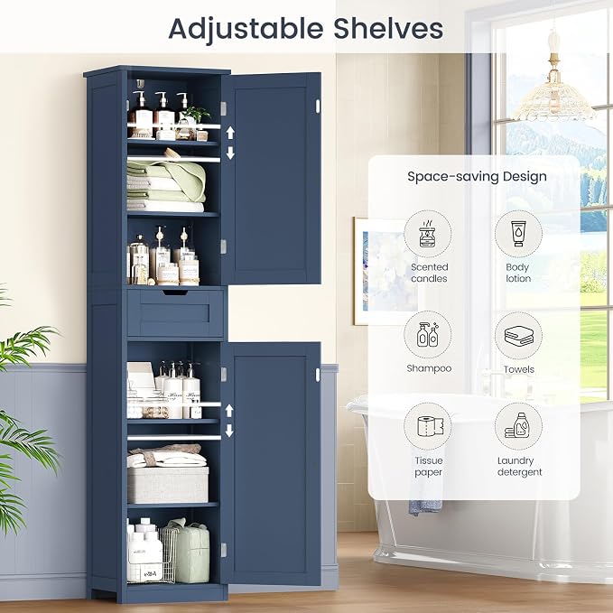 Iwell 67" Tall Bathroom Cabinet, Storage Cabinet - Image 6