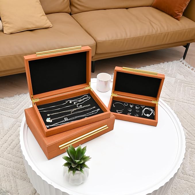 Faux Shagreen Leather Jewelry Storage Boxes Set of 3 - Image 6