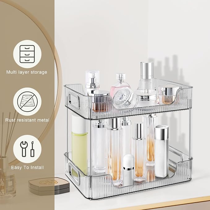 2-Tier Bathroom Counter Organizer Countertop Storage, Dresser Organizer Vanity - Image 6
