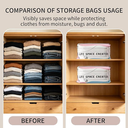 3 PACK No-Pump Vacuum Storage Bags, Large Cube Vacuum Seal Bags, Space Saver - Image 2