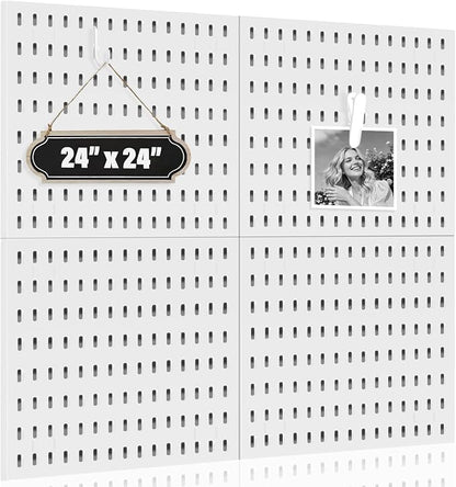 AKTOP Peg Board Wall Organizer 4-Pack – 12"x12" Plastic Pegboard Panels by Buynow