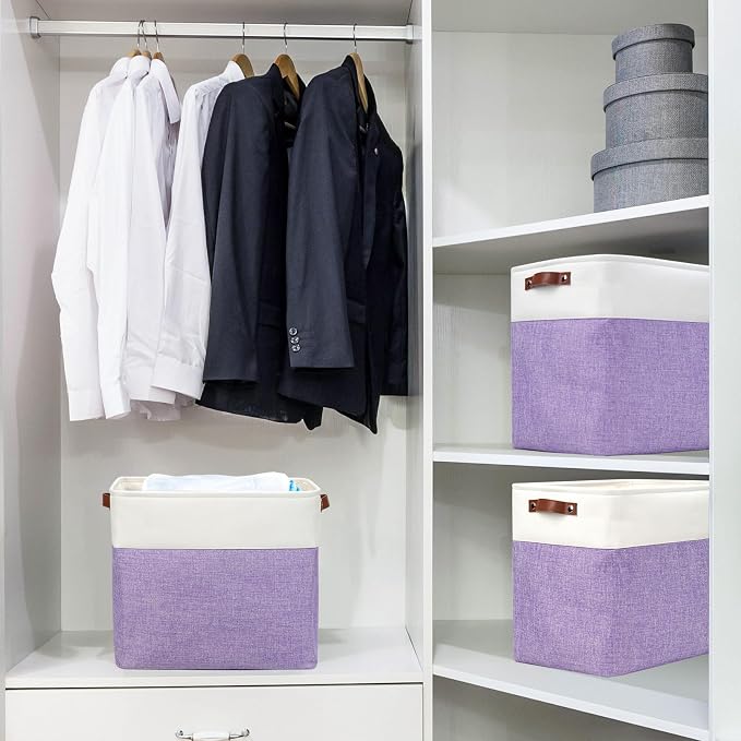 Large Fabric Storage Baskets | 50L Storage Bins, Decorative Linen Closet Baskets - Image 2