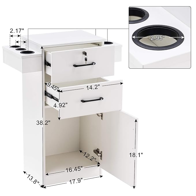 BarberPub 38"x18"x14" Locking Beauty Salon Storage Cabinet, Barber Styling - Image 3