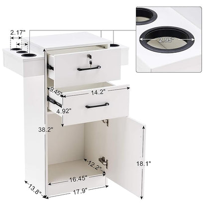 BarberPub 38"x18"x14" Locking Beauty Salon Storage Cabinet, Barber Styling - Image 3