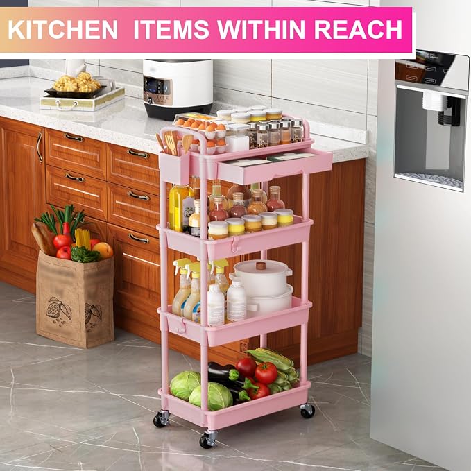 Goovilla 4 Tier Rolling Utility Cart Organizer - Image 7