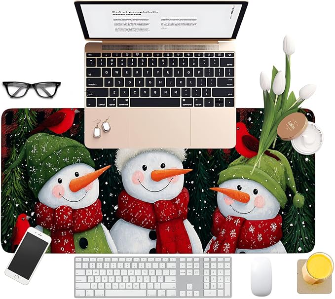 Three Snowmen Gaming Mouse Pad 31.5"x11.8"Desk Mat Anti-Slip Rubber Base & - Image 8