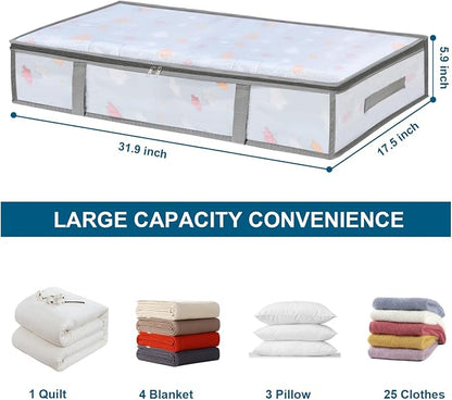 4 Packs Under Bed Storage Containers Bins, Humid-Proof Plastic Underbed Storage - Image 2