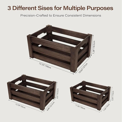 Rustic Wooden Storage Crates Set of 3 - Image 4