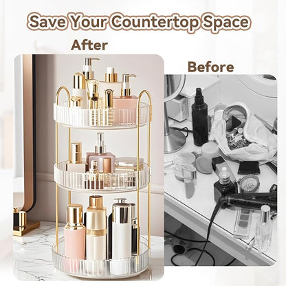 360° Rotating Makeup Organizer for Vanity, 3 Tier Perfume Organizers - Image 5