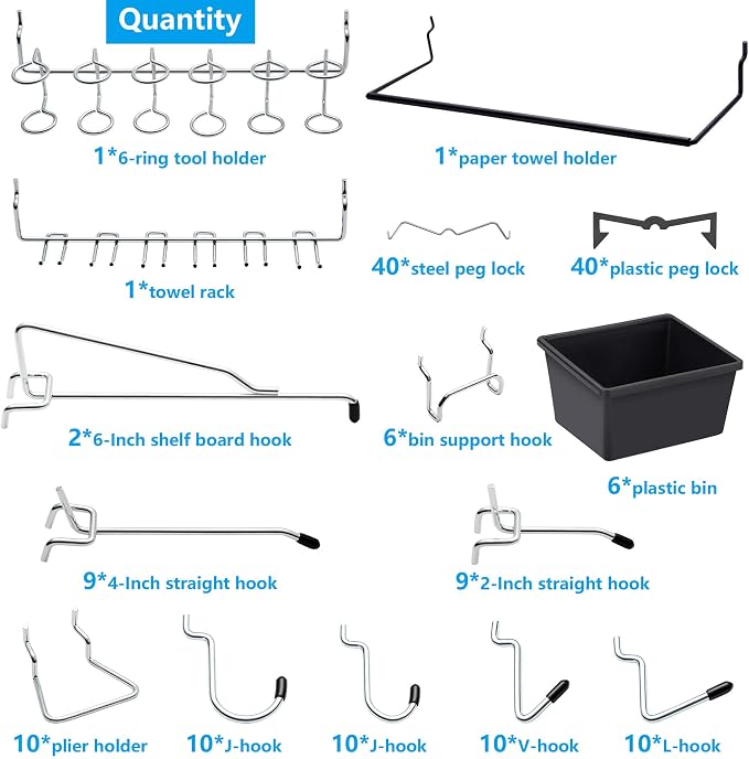 Pegboard Hooks Assortment, for Organizing Various Tools, - Image 2