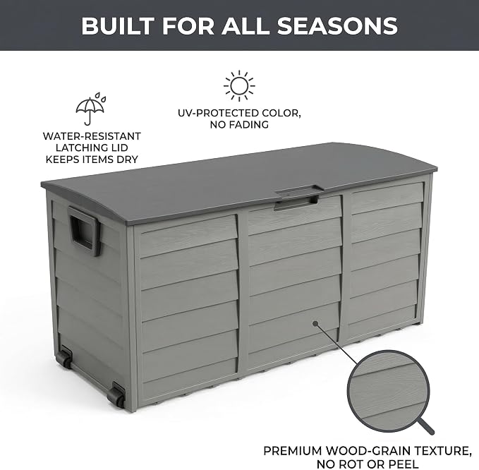 75 Gallon Outdoor Storage Box, 260L Waterproof Resin Deck Box - Image 3
