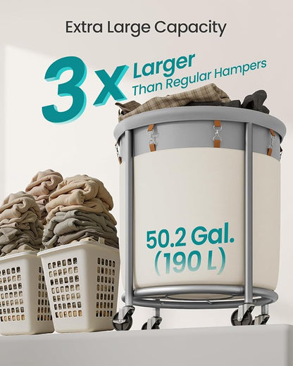 SONGMICS Laundry Basket, Rolling Steel Frame - Image 3