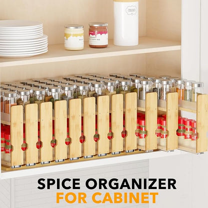 SpaceAid Bamboo Pull Out Spice Rack Organizer - Image 6