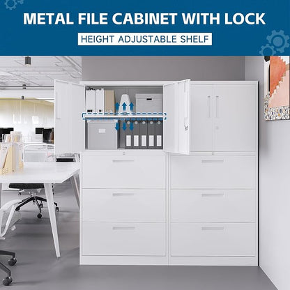 3-Drawer Metal File Cabinet, Lateral Vertical Filing Cabinets - Image 8