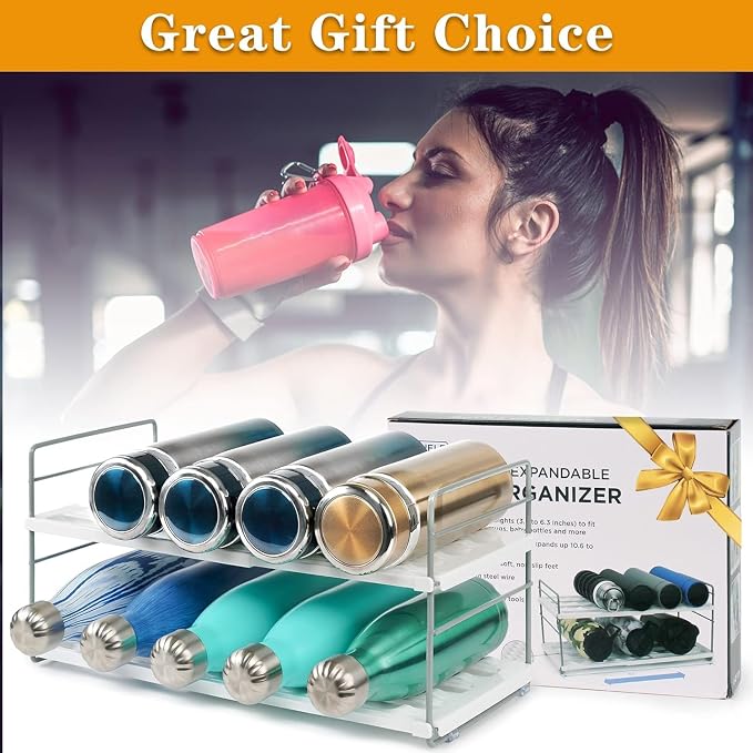 Water Bottle Organizer For Cabinet, Adjustable Tumbler Storage, Expandable - Image 8