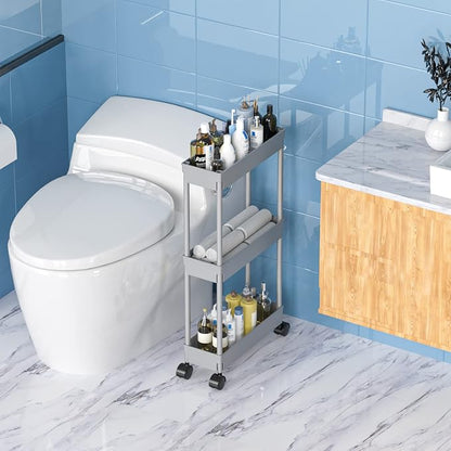 Sooyee Slim Storage Cart, 3 Tier Bathroom Rolling Utility Cart Storage - Image 3
