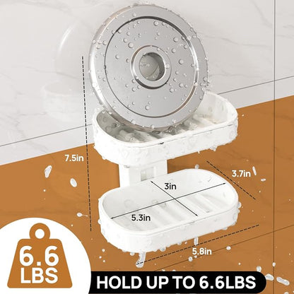 LEVERLOC Soap Dish Holder for Shower Double Layer Suction Cup Wall Mounted - Image 5