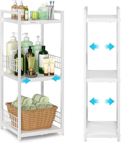 DAOUTIME Expandable Slim Storage Shelf, 3 Tier Metal Shelving Unit by DAOUTIME