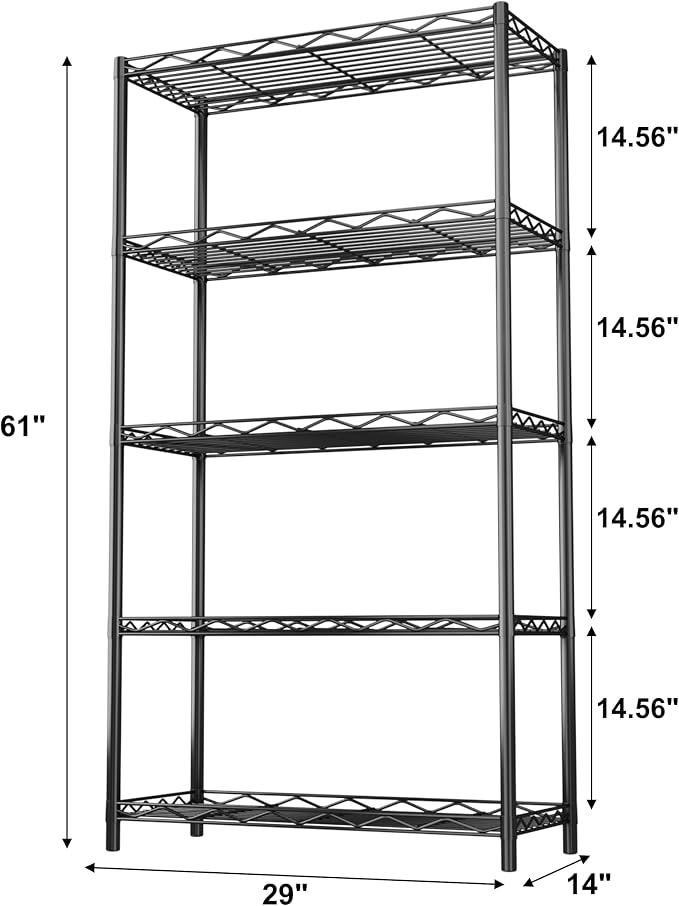 HOMEFORT 5-Tier Wire Shelving Unit, Extra Wide Metal Storage Rack, Free - Image 3