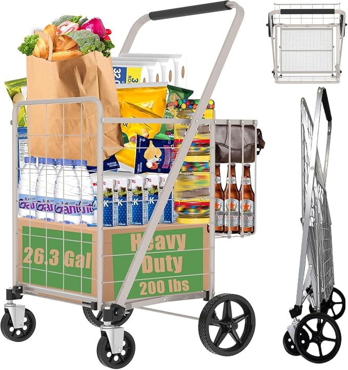 Shopping Cart for Groceries, 320lbs Jumbo Grocery Carts by JIALIJIU