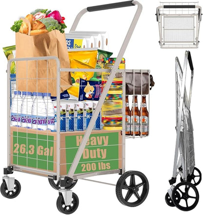 Shopping Cart for Groceries, 320lbs Jumbo Grocery Carts by JIALIJIU