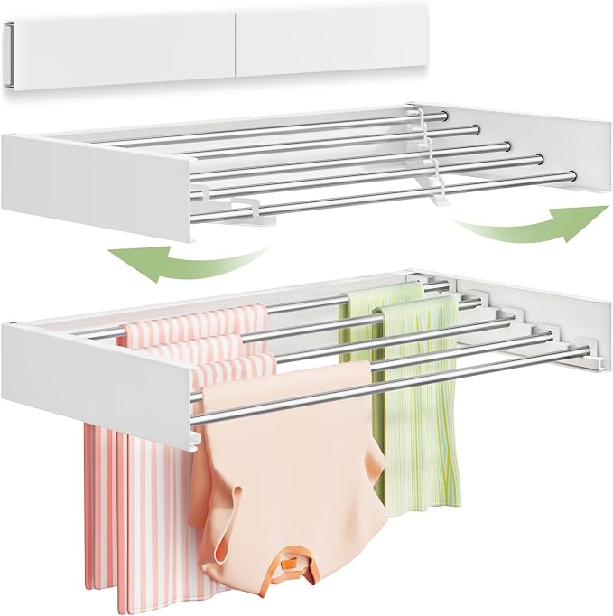 Wall Mounted Clothes Drying Rack 32", Foldable Wall Mount Laundry Rack Folding by DiscovertheEleganceofAir-drying