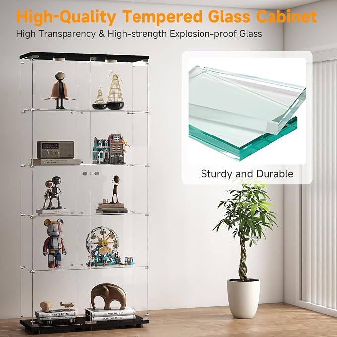 5-Tier Tempered Glass Display Cabinet - Image 4