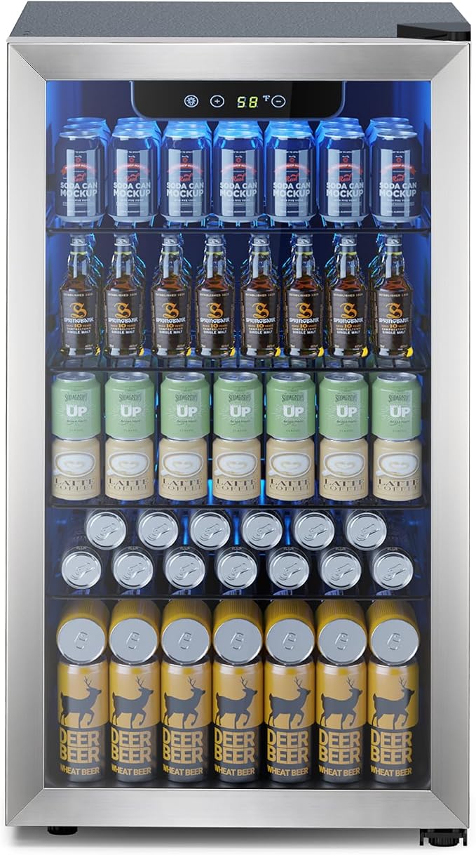 Mini Fridge 130 Can Beverage Refrigerator Cooler, 3.2 Cu.Ft Drink Fridge by Electactic