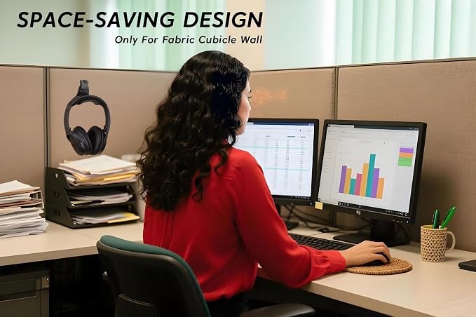 Fabric Wall Headphone Stand for Office, Cubicle Headphone Holder for Work Decor - Image 5