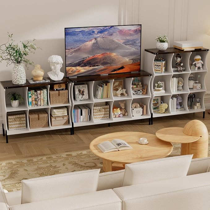 6 Cube Storage Shelf Organizer, Low Book Shelf Bookcase Entryway Table - Image 7