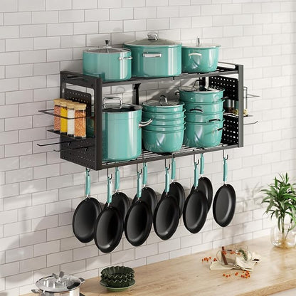 31 Inch Pot Rack Wall Mounted, 2-Tier Pots and Pans Organizer - Image 7