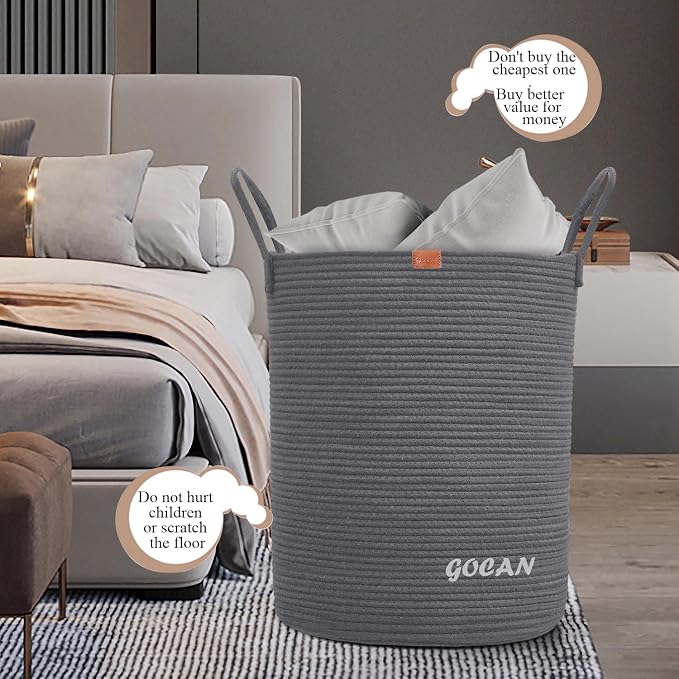 large tall sturdier Laundry Hamper Basket Woven Storage Baskets - Image 2