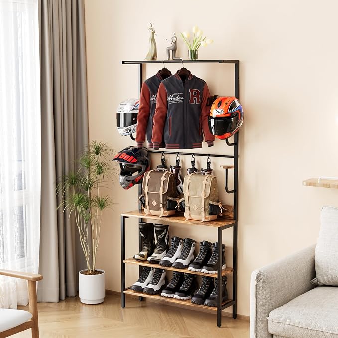 Motorcycle Helmet Holder Floor Mounted Stand, Wall Mount - Image 2