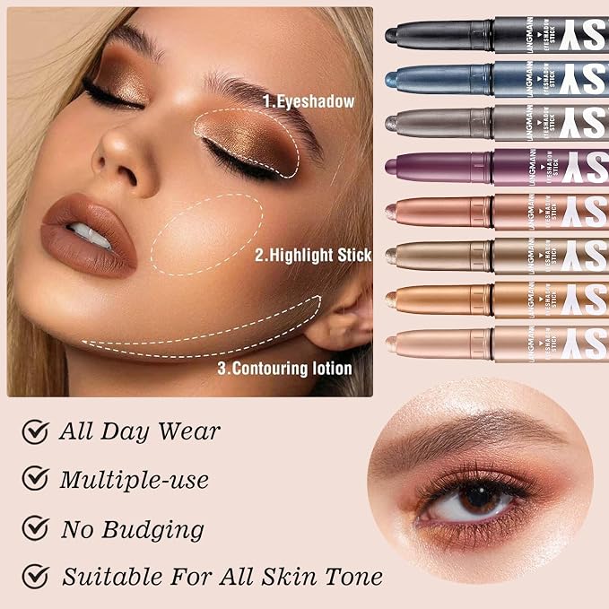 Red Eyeshadow Stick Shimmer Cream Single Eyeshadow Pencil Makeup, High - Image 4