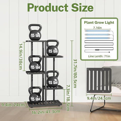 iDavosic.ly Plant Stand with Grow Light Indoor Outdoor, 4-Tier Tall Metal - Image 3