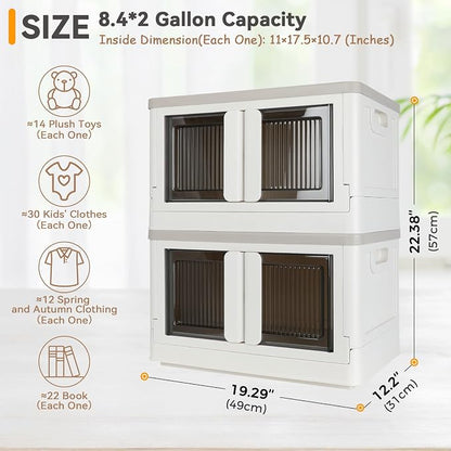 Storage Box, Collapsible Cabinet, 8.4 Gallon Each One, 2 Packs, Useful Box - Image 2