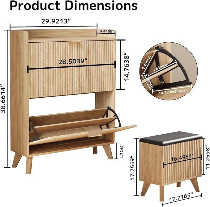 Fluted Shoe Cabinet Storage - Image 2