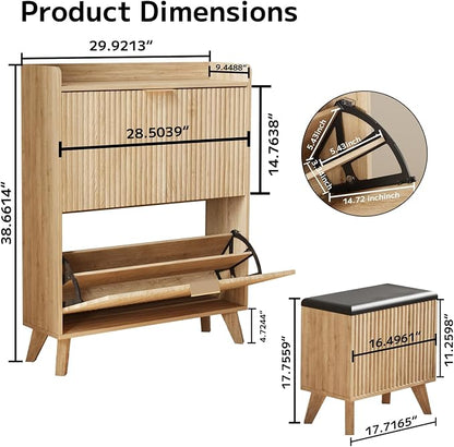Fluted Shoe Cabinet Storage - Image 2