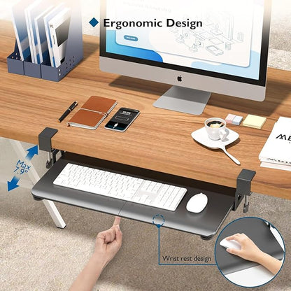BONTEC Keyboard Tray Under Desk, Pull Out Keyboard & Mouse Tray - Image 7
