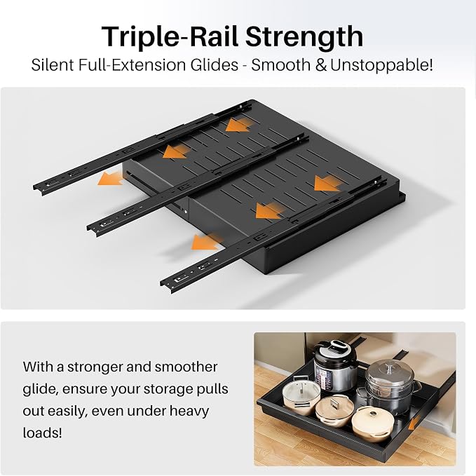 Pull out Cabinet Organizer, Adjustable Full-Extension Adhesive Roll out Shelves - Image 5