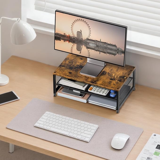 Desk Organizers and Accessories, 2-Tier Metal Computer Monitor Stand Riser - Image 6