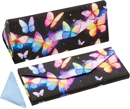 Foldable Glasses Case, Magnetic PU Leahter Sunglasses Case, Cute Hard Shell by FLYINGMAGE