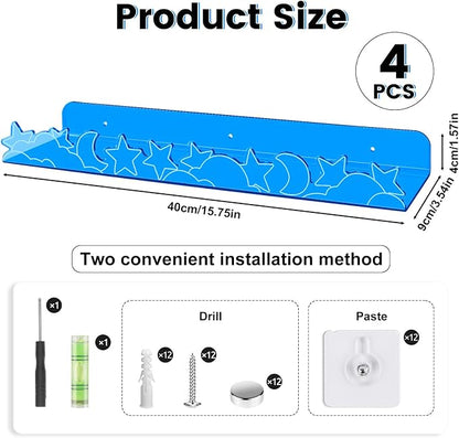 Floating Shelves for Wall, 4 Pack 15.7’’x 3.5’’Adhesive Acrylic Shelves - Image 3