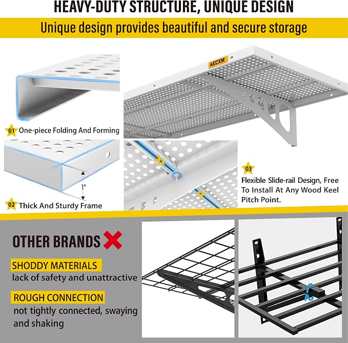 4-Pack 1.64x4ft Adjustable Garage Wall Shelving 1120lbs Load Capacity Heavy - Image 5